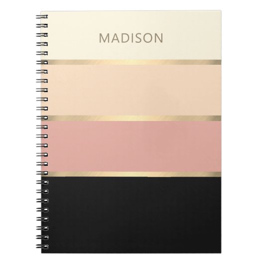 ワイドストライプの赤面モノグラガーリーム ノートブック (正面)