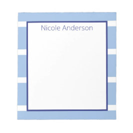 ワイドストライプライトブルーメモ帳 ノートパッド