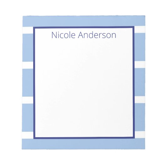 ワイドストライプライトブルーメモ帳 ノートパッド (正面)