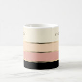 ワイドストライプ金ゴールドモノグラム名フェミニン コーヒーマグカップ (中央)