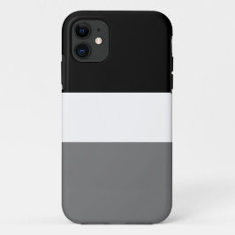 ワイドスポーティはっきりした白黒ダークグレイストライプズ iPhone 11 ケース