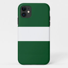 ワイドスポーティキャンプグリーンホワイト横ストライプ線 iPhone 11 ケース