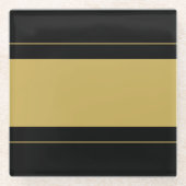 ワイドスポーティゴールデンタンストライプレーシングのブラックレース ガラスコースター (正面)