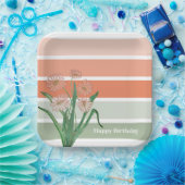 ワイドパステルストライプモダン ペーパープレート (パーティー)