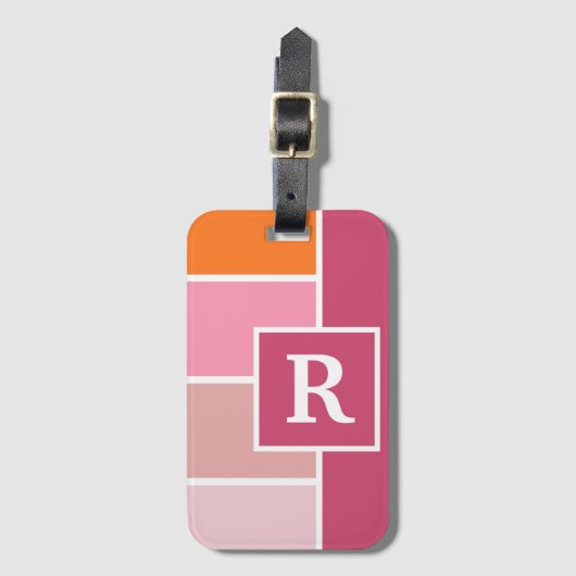 ワイドフェミニンストライプとモノグラム ラゲッジタグ (正面縦)