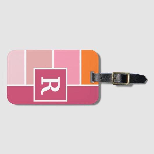 ワイドフェミニンストライプとモノグラム ラゲッジタグ (正面横)