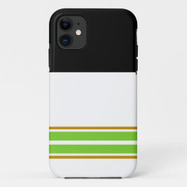 ワイドブラックトップホワイトライムグリーンレースストライプズ iPhone 11 ケース