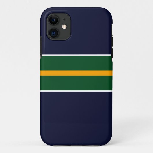 ワイドリングリーンイエローレーシングストライプズの海軍 Case-Mate iPhoneケース (裏面)