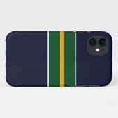 ワイドリングリーンイエローレーシングストライプズの海軍 Case-Mate iPhoneケース (裏面(横))