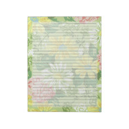 ワイドルールドミッドセンチュリーカントリーヴィンテージフローラ ノートパッド