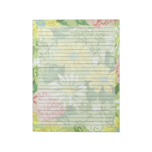 ワイドルールドミッドセンチュリーカントリーヴィンテージフローラ ノートパッド (回転)