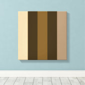 ワイドレトロカラー縦ストライプ向きクリーム/ブラウン キャンバスプリント (インサイチュ (ウッドフロア))