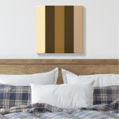ワイドレトロカラー縦ストライプ向きクリーム/ブラウン キャンバスプリント (インサイチュ (寝室))