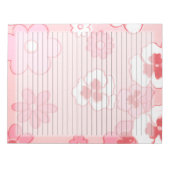 ワイドレトロピンクミッドセンチュリーヴィンテージフローラ ノートパッド (正面)