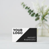 ワイドロゴカスタムQRコード白黒幾何学的 名刺 (スタンド正面)