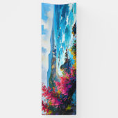 ワイド地中海のビーチと岩 横断幕 (縦)