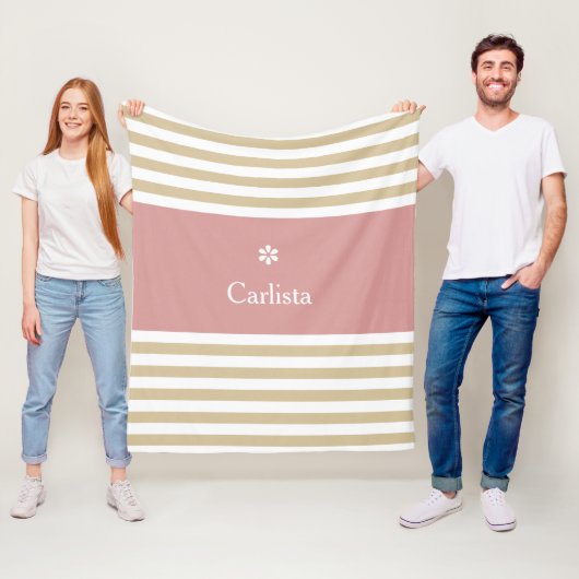 ワイド接線水平ストライプデイジーピンクの名前と色 フリースブランケット (インサイチュ)