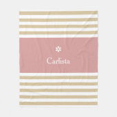 ワイド接線水平ストライプデイジーピンクの名前と色 フリースブランケット (正面)