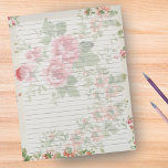 ワイド支配されたレトロビクトリアンバラミッドセンチュリー ノートパッド<br><div class="desc">Wide Ruled Notepad – 標準レターサイズページ – 8.5" X 11"簡単の各ページに黒いワイドのルール線が並ぶ – 片面ノートブック書紙 – このデザインは、テクスチャードクリームの背景にビクトリアンは、レトロなピンクのバラのミッドセンチュリーの花ヴィンテージ壁紙デザインを備えている。</div>