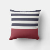 ワイド海軍ブルー横ストライプ線デイジー クッション (裏面)