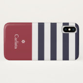 ワイド海軍ブルー横ストライプ線デイジー Case-Mate iPhoneケース (裏面(横))