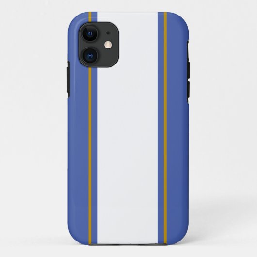 ワイド白ゴールデンブラウンストライプレース海軍 Case-Mate iPhoneケース (裏面)