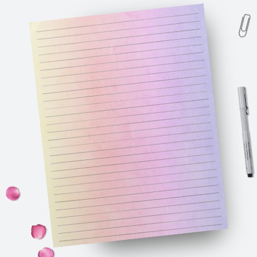 ワイド紙 – 水彩イエローピンクパープル ノートパッド