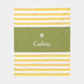 ワイド黄色の横ストライプ線デイジー フリースブランケット (正面)