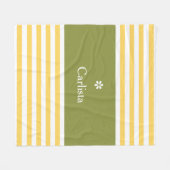 ワイド黄色の横ストライプ線デイジー フリースブランケット (正面(横))