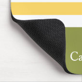 ワイド黄色の横ストライプ線デイジー マウスパッド (コーナー)