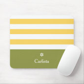 ワイド黄色の横ストライプ線デイジー マウスパッド (マウス)