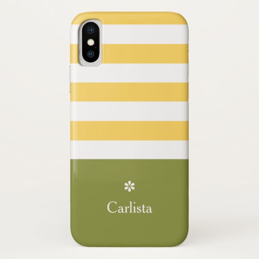 ワイド黄色の横ストライプ線デイジー Case-Mate iPhoneケース (裏面)
