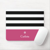 ワイド黒の水平ストライプデイジー マウスパッド (マウス)