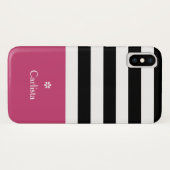 ワイド黒の水平ストライプデイジー Case-Mate iPhoneケース (裏面(横))