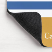 ワイド・ブルー水平ストライプ金ゴールド名とデイジー マウスパッド (コーナー)