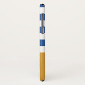 ワイド・ブルー水平ストライプ金ゴールド名とデイジー Case-Mate iPhoneケース (裏面/左)