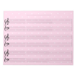 ワイド・ルーかわいらしル・ピンク・ピアノ音楽原稿紙 ノートパッド