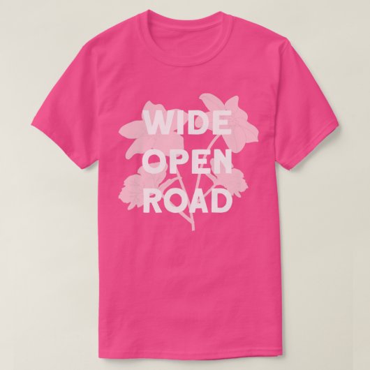 ワイドOpen Roadピンク白 Tシャツ (デザイン正面)