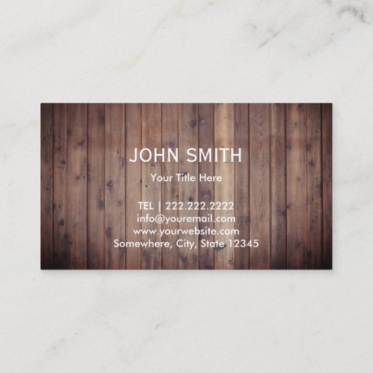 ワイナリーのワインメーカーのブドウ園の素朴な木 名刺 (裏面)