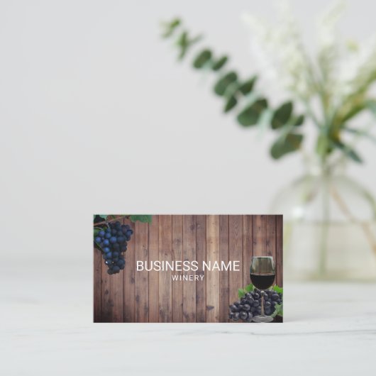 ワイナリーのワインメーカーのブドウ園の素朴な木 名刺 (スタンド正面)