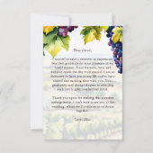 ワイナリーの夏の庭でのブライダルシャワー サンキューカード (裏面)