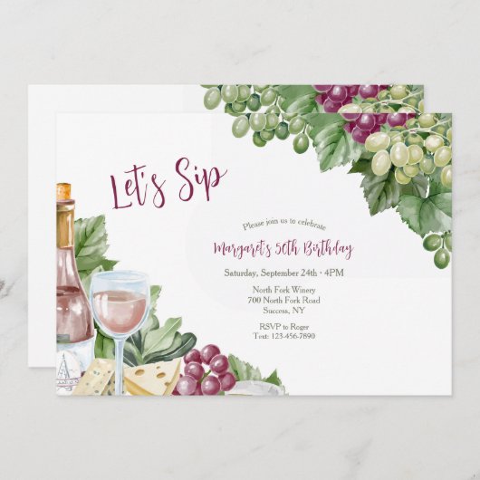 ワイナリーの招待状 招待状 (正面/裏面)