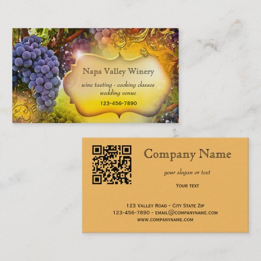 ワイナリーまたはビニヤードQRコード名刺 名刺 (正面/裏面)