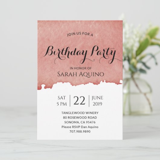 ワイナリーまたはヴィネヤードウォーターのカラー誕生日 招待状 (スタンド正面)