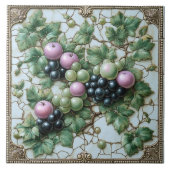 ワイナリーりんごつる植物金ゴールドヴィンテージ枠 タイル (正面)