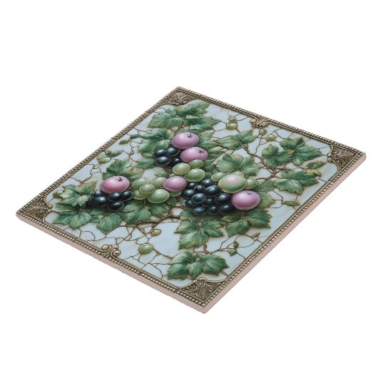 ワイナリーりんごつる植物金ゴールドヴィンテージ枠 タイル (側面)