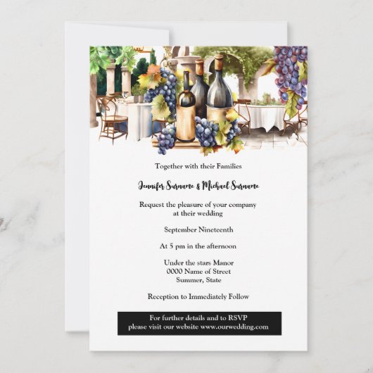 ワイナリーアルフレスコのブドウ畑の水の色ブドウつる植物 招待状 (正面)