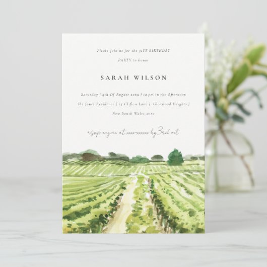 ワイナリーエレガントヴィネヤードany年誕生日招待状 サンキューカード (スタンド正面)