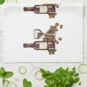 ワイナリーガラスボトル赤ワインバーギフトプリントタオル キッチンタオル (折り畳み)