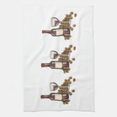 ワイナリーガラスボトル赤ワインバーギフトプリントタオル キッチンタオル (縦)